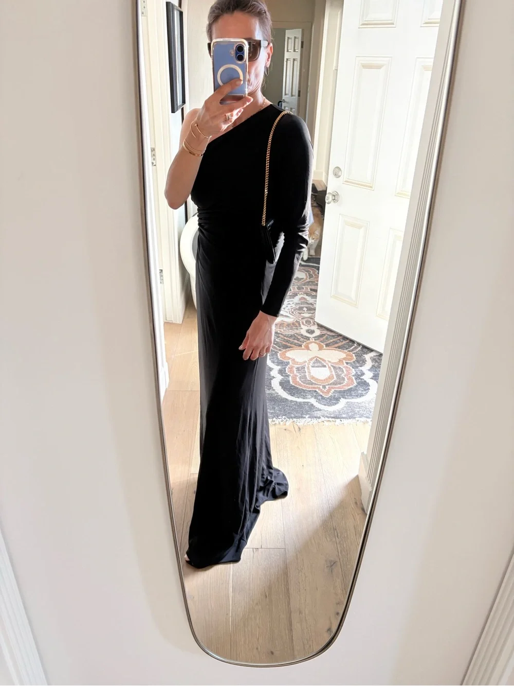 Halston Bay One-Shoulder Matte Jersey Cutout Maxi Gown in Black - Size 4 - Picture 12 of 16